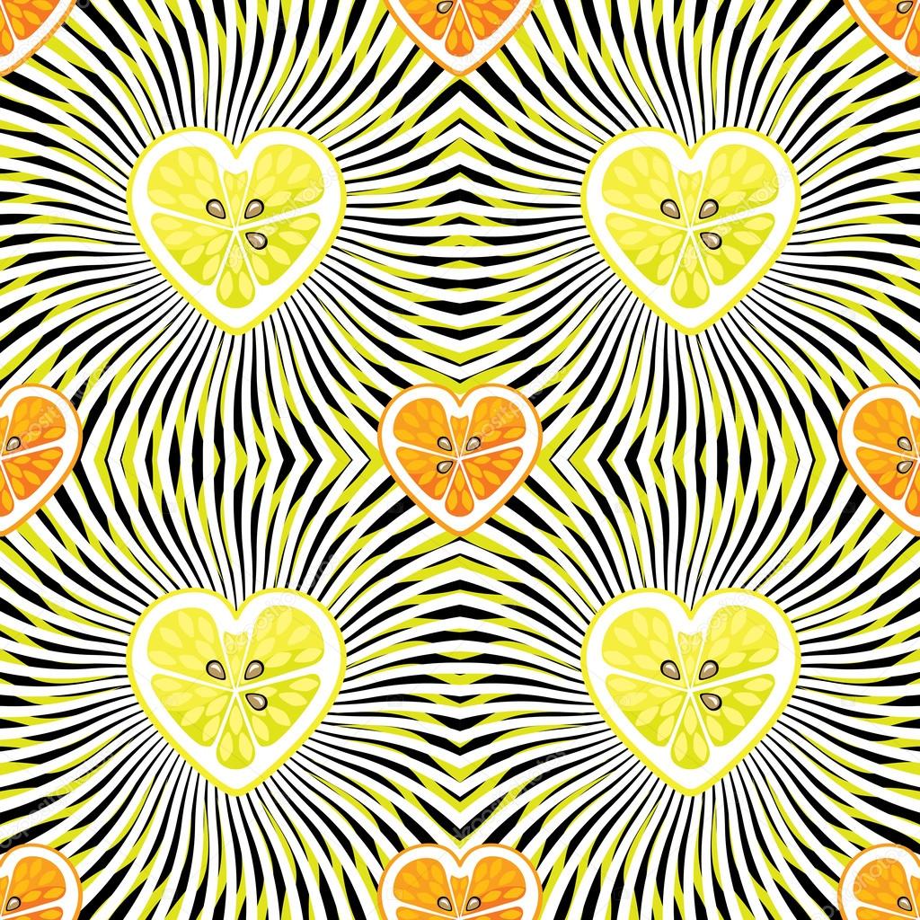 Orange and Lemon on abstract background.Seamless pattern
