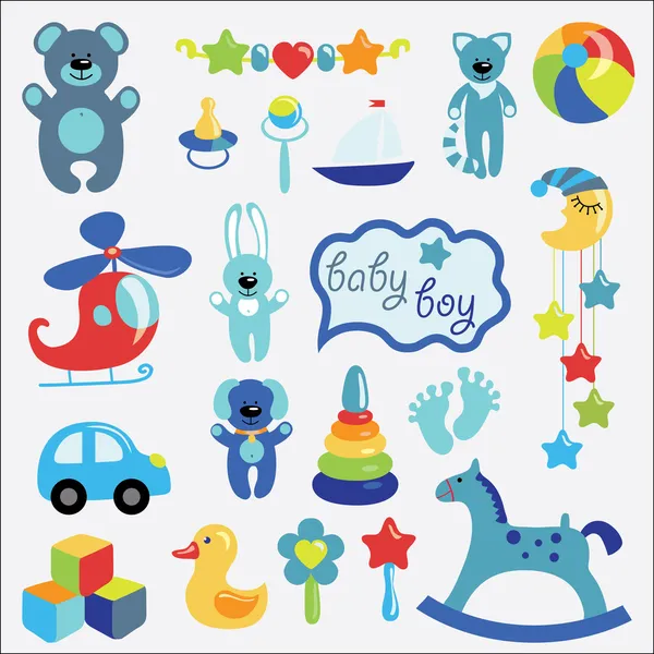 Baby hračky sada kolekce pro malého chlapce — Stockový vektor