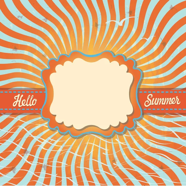 Design template Hello summer in retro style — Stock Vector