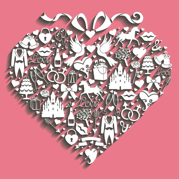Zusammensetzung der Herzen von Hochzeitsdesignern. Icons für Web und Mobile — Stockfoto