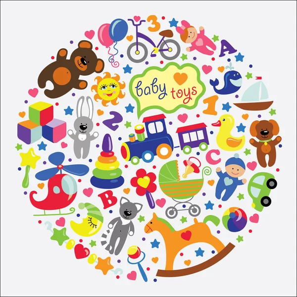 Baby toys icons.Set collection — Stock Vector