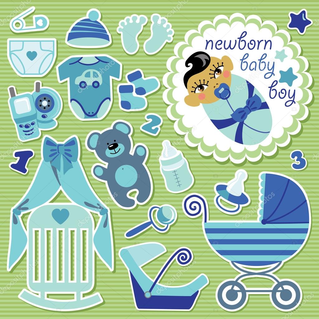 Cute items for Asian baby boy.Strips background