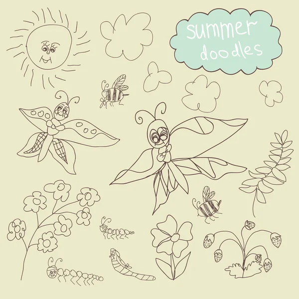Summer Doodle. Dibujo a mano para niños — Archivo Imágenes Vectoriales