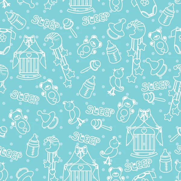 Baby boyl cute seamless pattern. Sleep newborn items collection — Stock Photo, Image