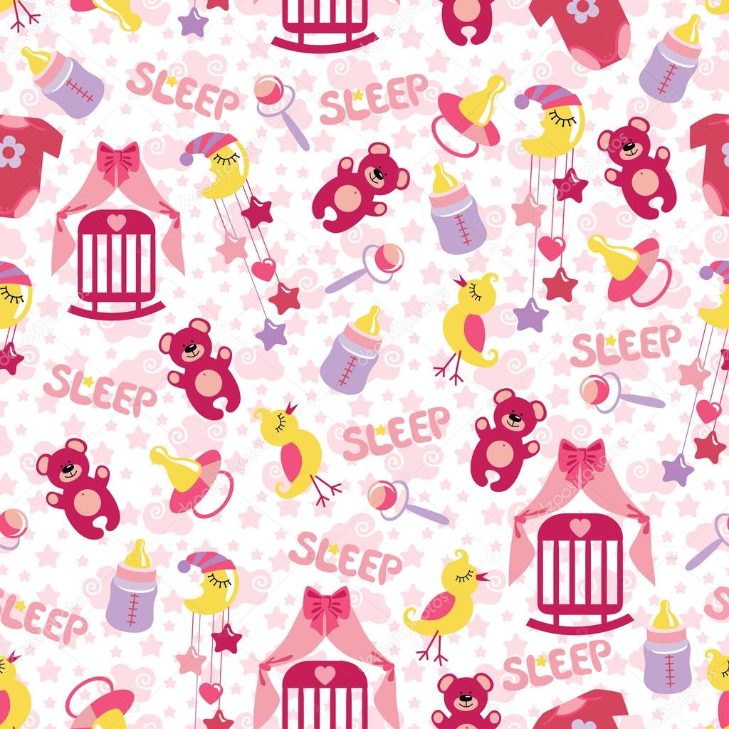 Baby Girl Cute Seamless Pattern Sleep Newborn Items Collection