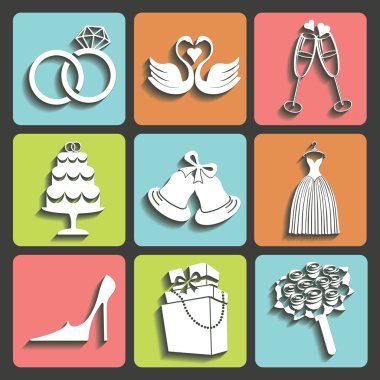  Design wedding Flat icons for Web and Mobile