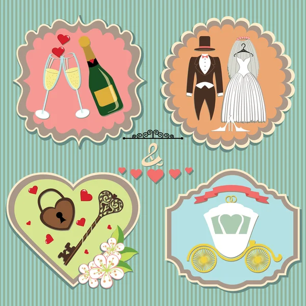 Labels with wedding elements. — Stock Photo, Image