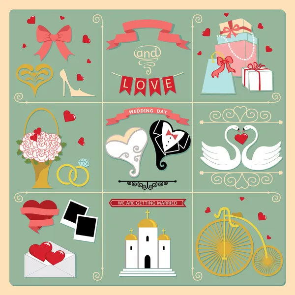 Set of wedding invitation  icons — Stock Photo, Image