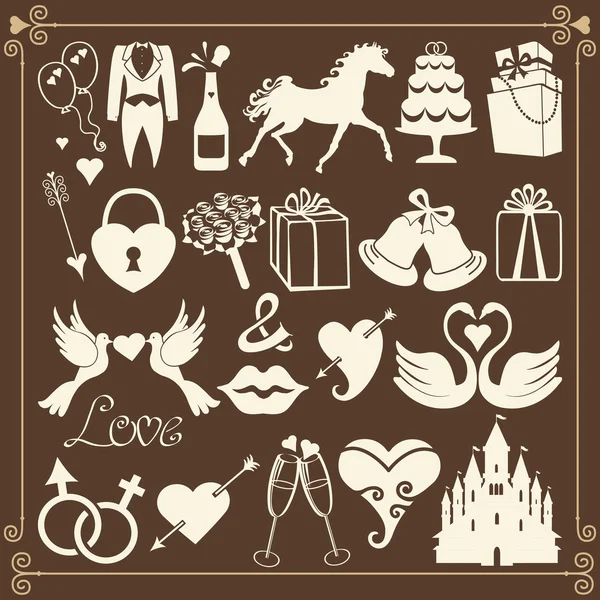 Diseño de la boda iconos planos — Foto de Stock