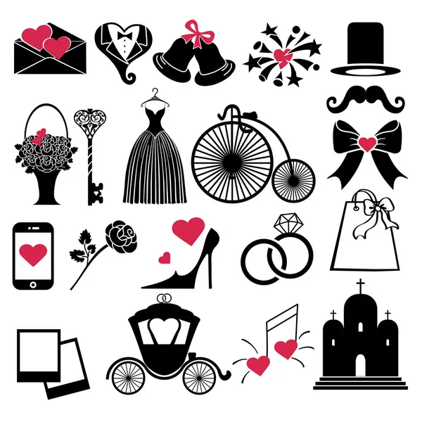 Iconos de diseño de bodas para web y móvil —  Fotos de Stock