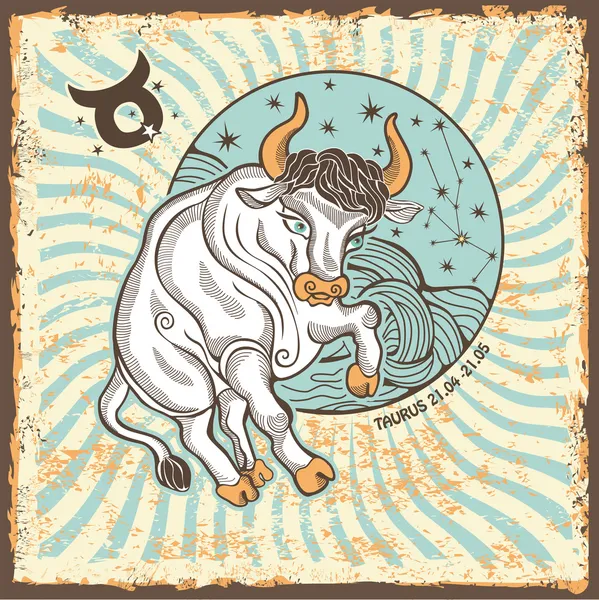 Taurus znamení sign.vintage horoskop karta — Stock fotografie