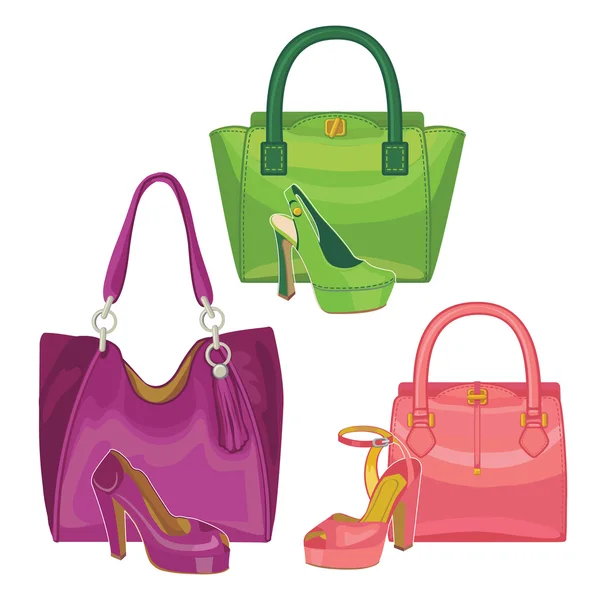 Handbags with heel shoes — Stock Photo, Image