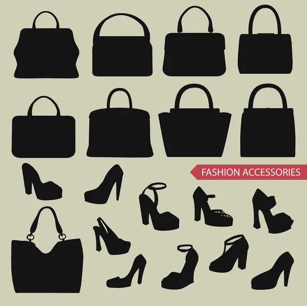 Sac à main femme mode, chaussures à talons hauts — Photo