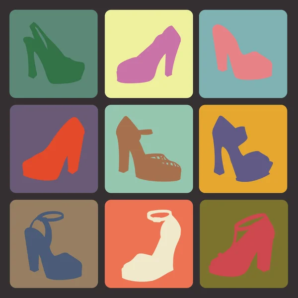 Ícones com silhuetas de sapatos de salto alto — Fotografia de Stock
