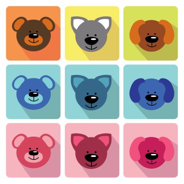 Komik suratlar hayvanlarda düz simgeler