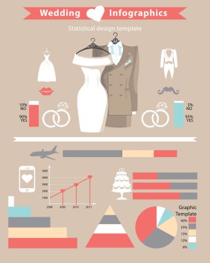 Düğün infographics seti.