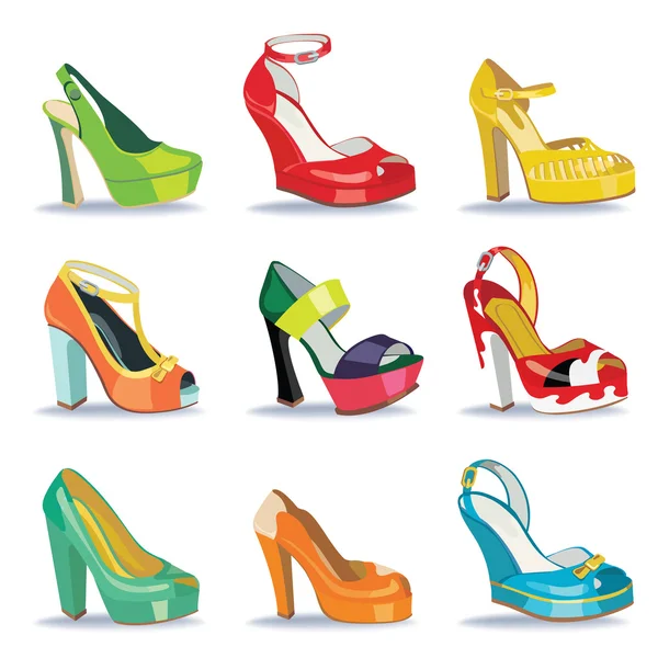 Colorful fashion women's High heel shoes.White background — Stock Photo, Image