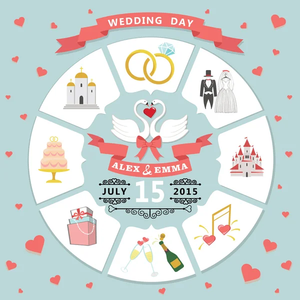 Wedding invitation in infographic style.Retro wedding wear — Stock Photo, Image