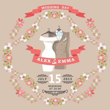 davet düğün giymek ve çerçeve çiçek