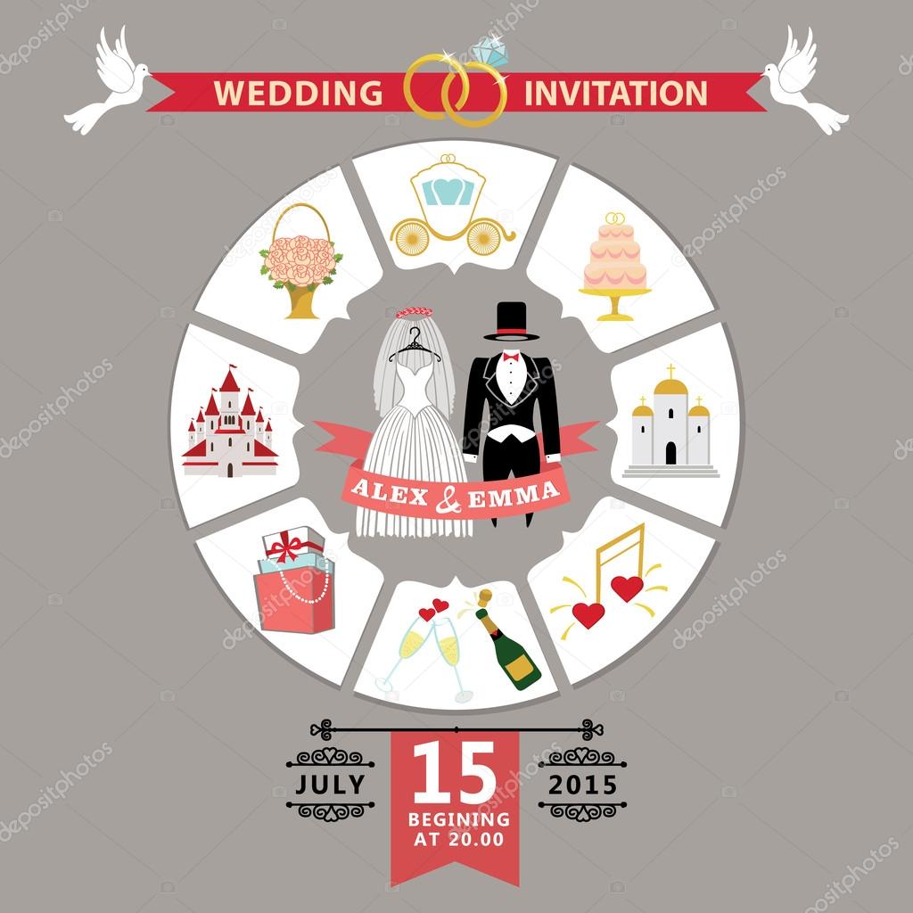 Wedding invitation in infographic style