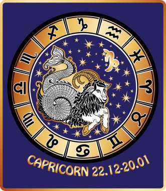 Oğlak burç sign.horoscope circle.retro