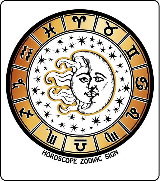 All zodiac sign in Horoscope circle.Retro Illustration — Stock Photo, Image