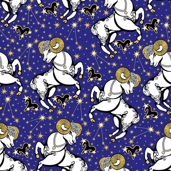 Aries Tierkreiszeichen, Sternbild, Sternen.Horoskop nahtloses Muster — Stockfoto