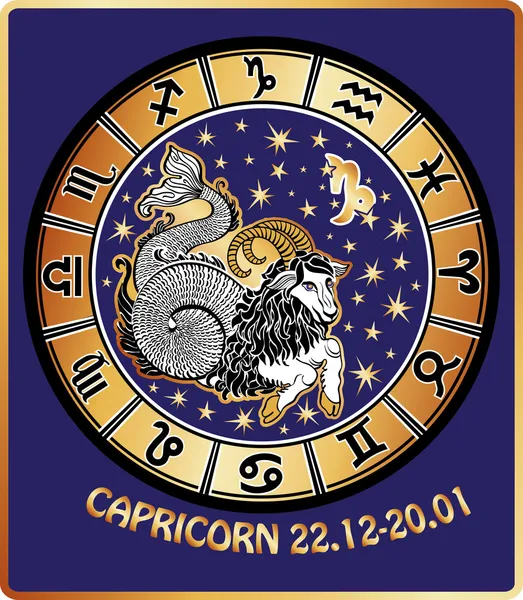 염소 자리 조디악 sign.horoscope circle.retro — Stockfoto