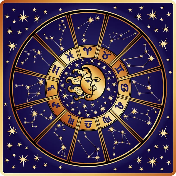 Zvěrokruh znamení a constellations.horoscope circle.retro — Stock fotografie