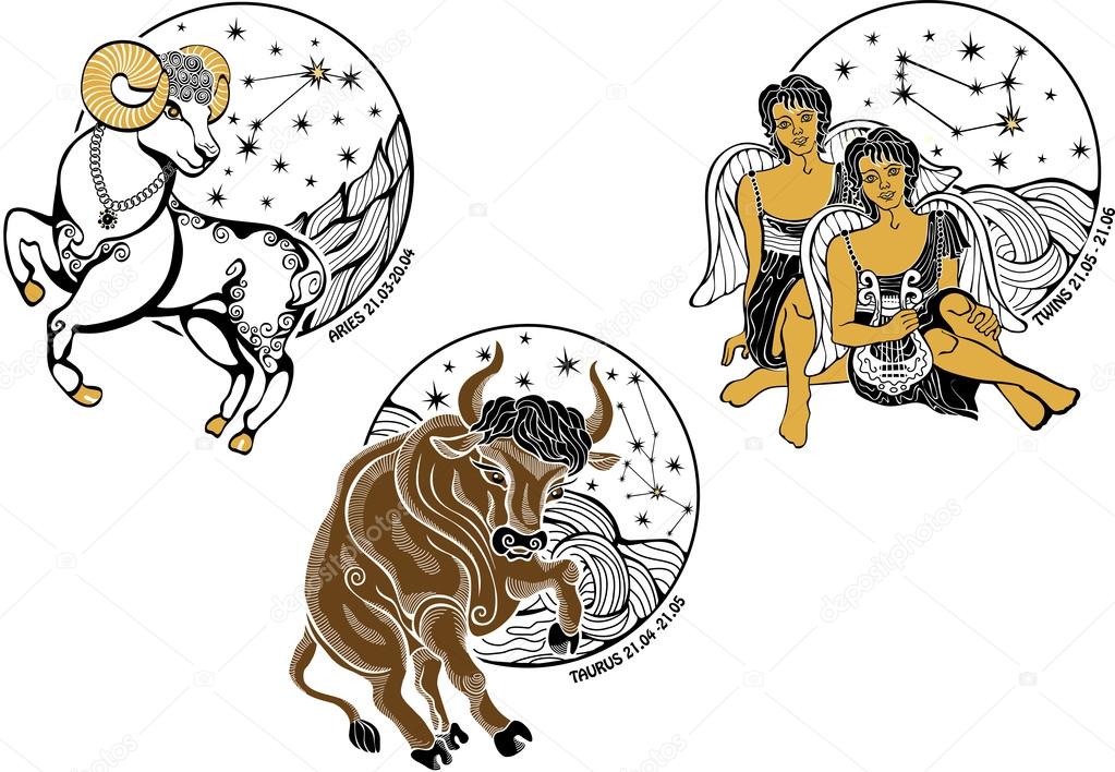 Aries,Taurus,Twins boys and the zodiac sign.Horoscope.Stars