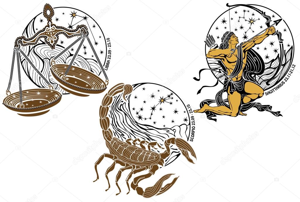 Libra,Scorpio,Sagittarius and the zodiac sign.Horoscope