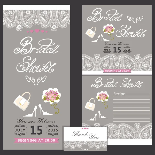 Plantilla de diseño de ducha nupcial con Paisley border.eps — Foto de Stock