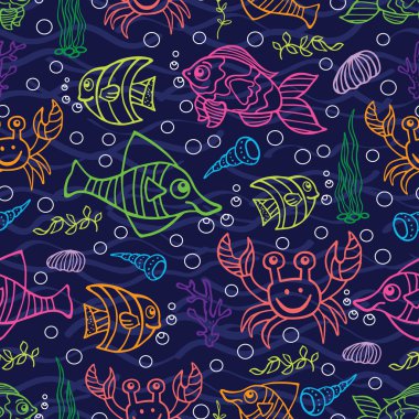 deniz balık ve yengeçler