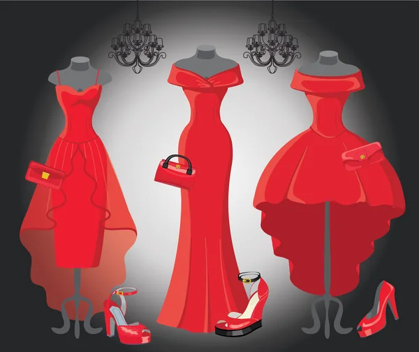 Czerwony koktajl sukienek — Zdjęcie stockowe