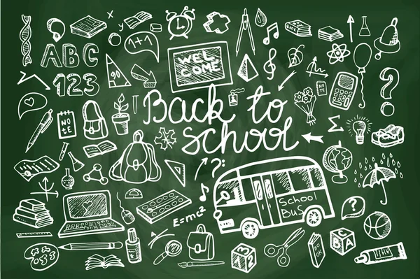 Back to School Supplies Sketchy chalkboard — Stock Photo, Image