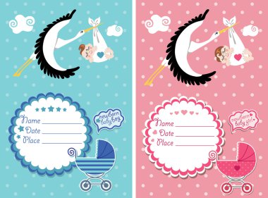 Baby shower invitation with new born baby clipart
