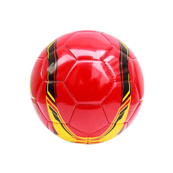 Pelota roja de fútbol aislada en blanco. Recorte de ruta . — Foto de Stock