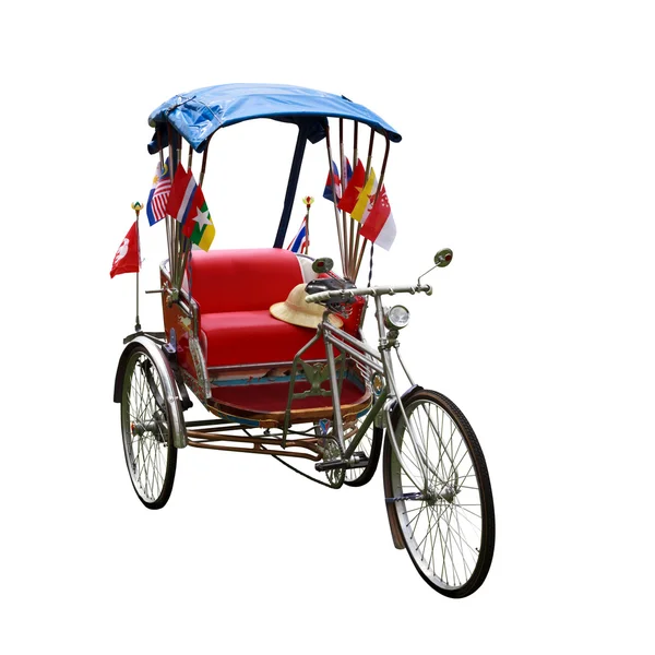 Thailand auto rickshaw three-wheeler tuk-tuk taxi driver on white background.Clipping path. — Stock Photo, Image