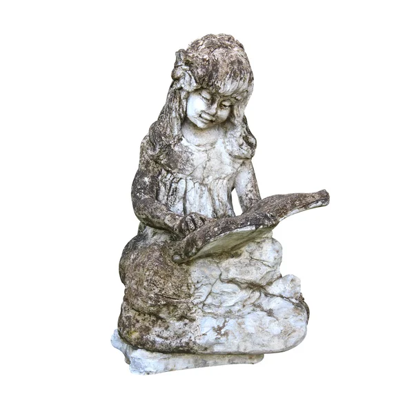 Altes Kind Statue isoliert auf weißem Hintergrund, Clipping Pfad. — Stockfoto