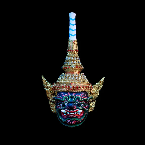 Topeng raksasa dikenakan oleh aktor dalam pertunjukan ditandai. Ini adalah Thai desain jalan mask.Clipping — Stok Foto