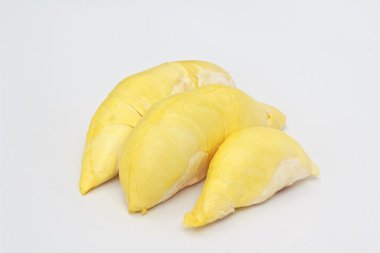 Meyvelerin kralı, beyaz arka planda durian.