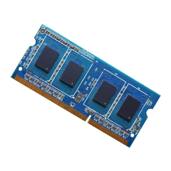 Realistischer Blue Memory Computer Chip Isoliert Bester Speichercomputer — Stockfoto