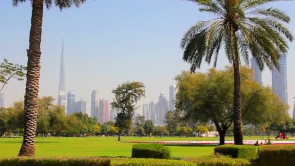 UAE.Dubai.Al Safa Park February 2014.Burj Khalifa,The Dubai Mall — Stock Video