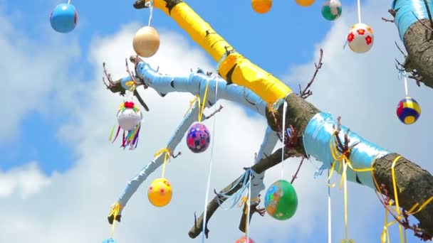 Albero uova decorate, Albero di Pasqua — Video Stock