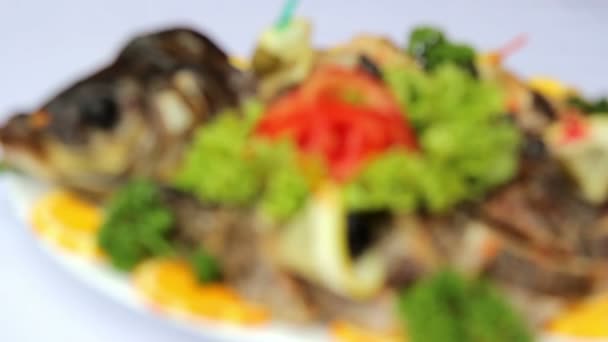 박제 된 물고기의 gefilte fish.dish. — 비디오