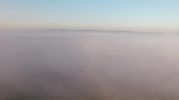 Uitzicht Van Drone Naar Rivier Ochtend Mist — Stockvideo