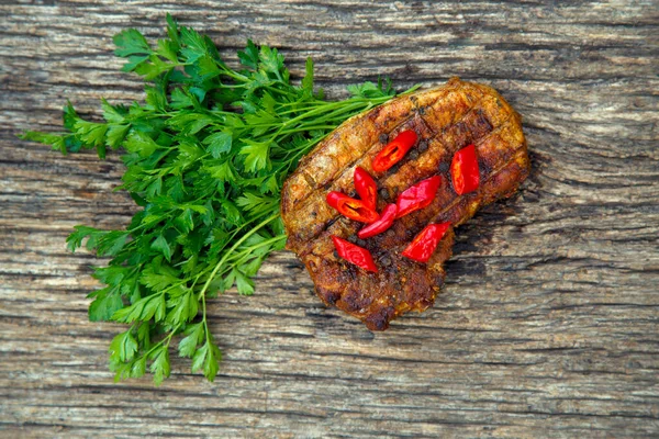 Meat Steak Cooked Barbecue Grilled Fresh Meat Steak Spices Red — Stockfoto