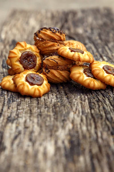 Fresh Homemade Biscuits Stock Sweet Cookies Wooden Table Dessert Sweet — Stock Photo, Image