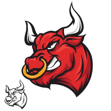 Angry bull isolated