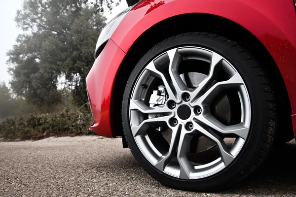 Car wheel in nature — Stock Photo, Image